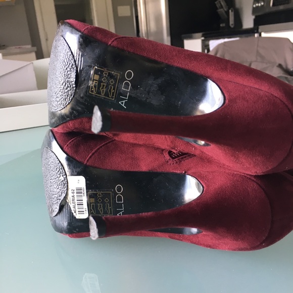 Aldo Red Suede Lace Heels Cadaleria - Picture 6 of 7
